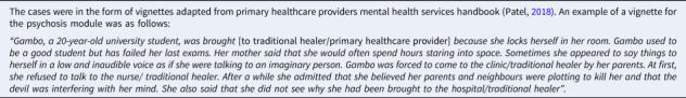 Contextualizing and pilot testing the Mental Health Gap Action Programme Intervention Guide (mhGAP-IG) to primary healthcare workers in Kilifi, Kenya.