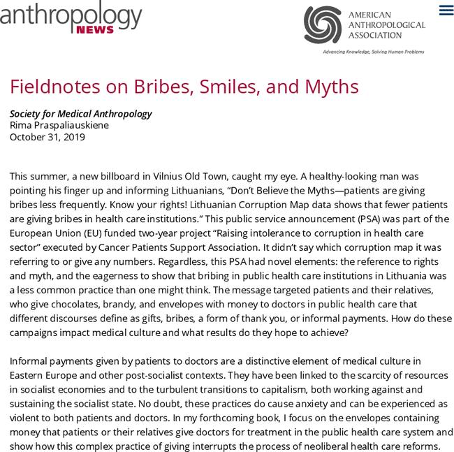 Fieldnotes on Bribes, Smiles, and Myths