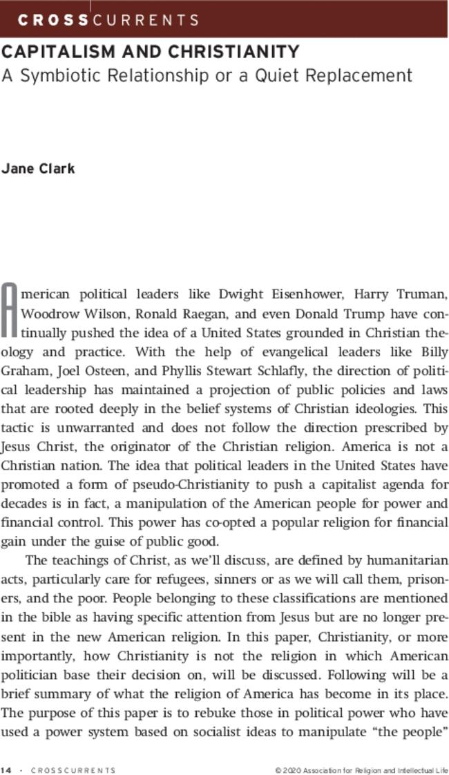 Capitalism and Christianity