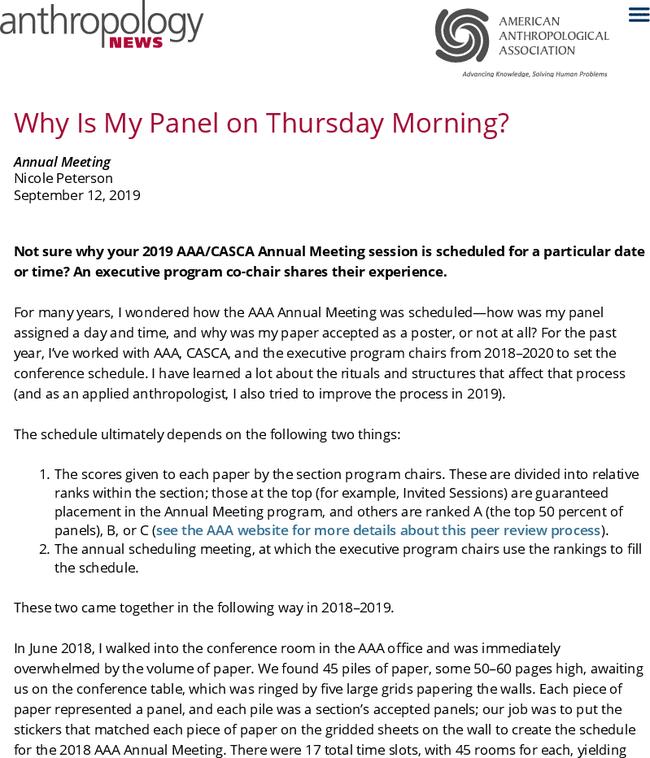 Why Is My Panel on Thursday Morning?