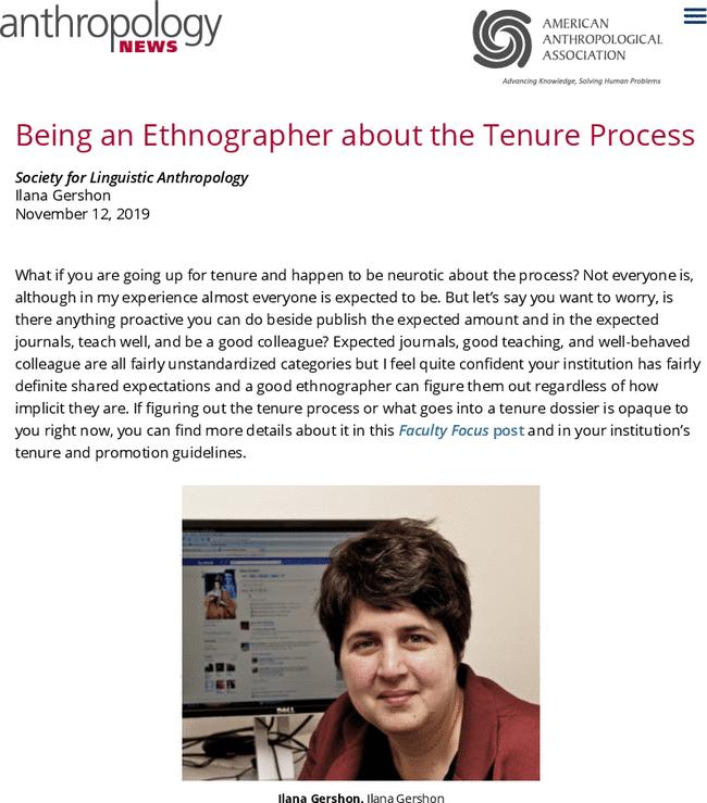 Being an Ethnographer about the Tenure Process