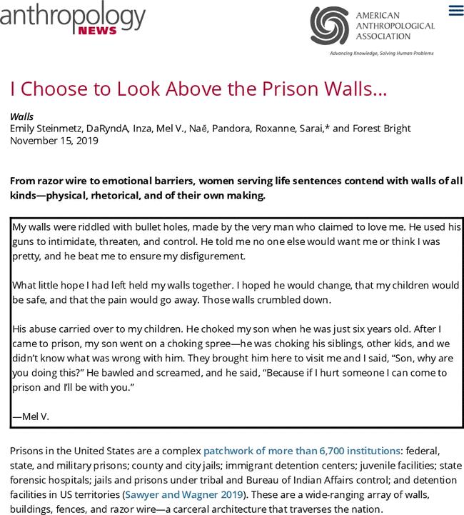 I Choose to Look Above the Prison Walls…