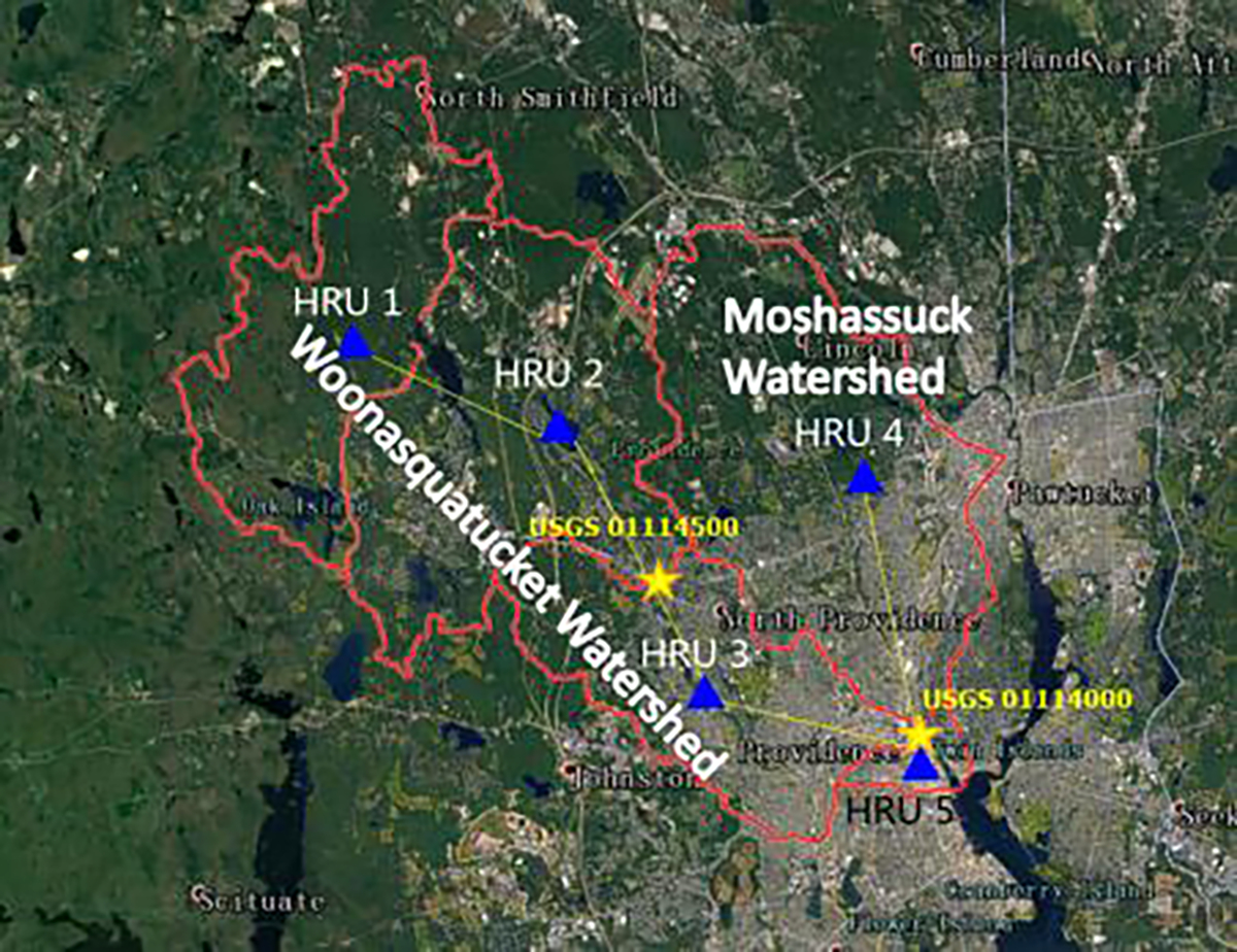 Rainfall Runoff and Flood Simulations for Hurricane Impacts on Woonasquatucket River, USA.