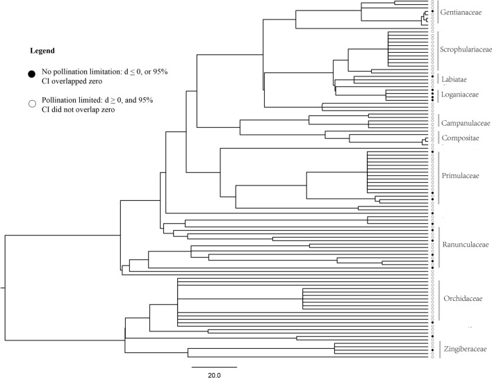 Meta-analysis reveals severe pollen limitation for the flowering plants growing in East Himalaya-Hengduan Mountains region.