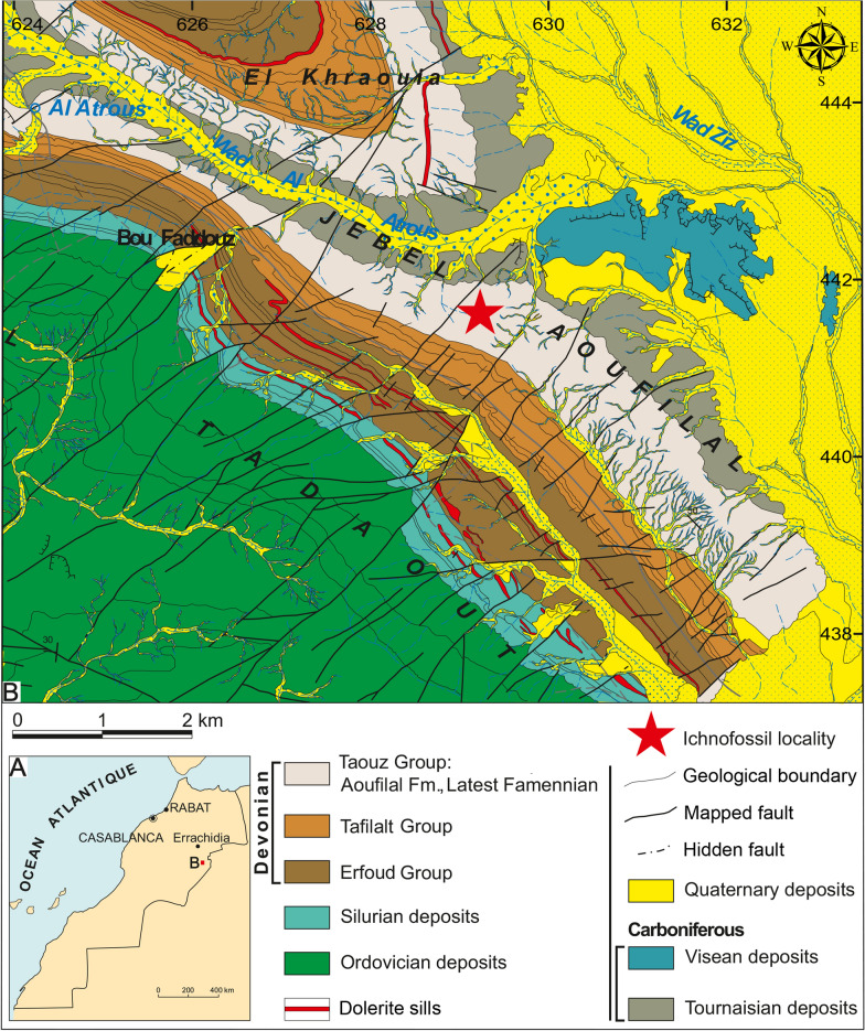 The swimming trace <i>Undichna</i> from the latest Devonian Hangenberg Sandstone equivalent of Morocco.