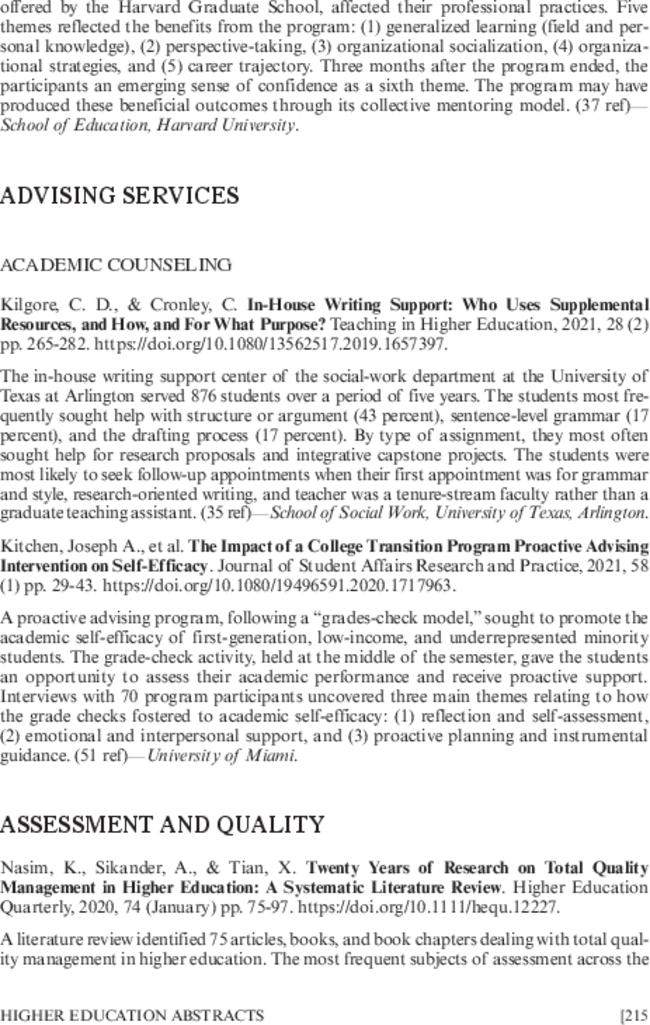 Assessment and Quality