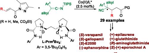 Enantioselective Synthesis of Nitriles Containing a Quaternary Carbon Center by Michael Reactions of Silyl Ketene Imines with 1-Acrylpyrazoles