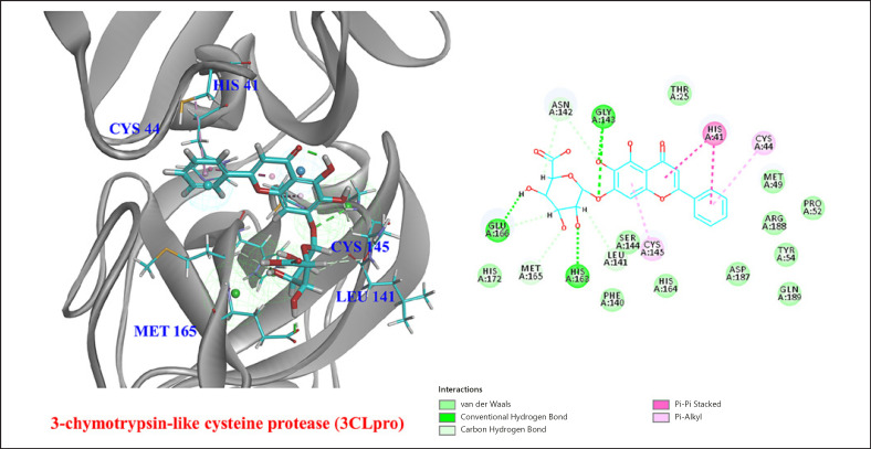 Study of Baicalin toward COVID-19 Treatment: In silico Target Analysis and in vitro Inhibitory Effects on SARS-CoV-2 Proteases.