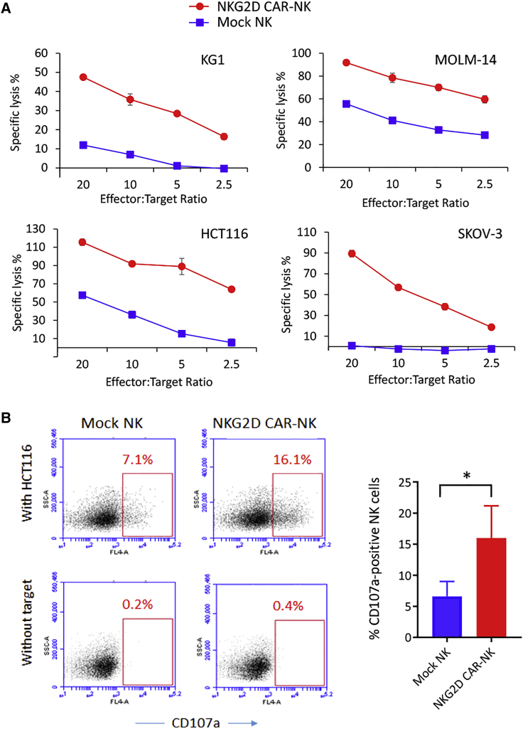 piggyBac system to co-express NKG2D CAR and IL-15 to augment the <i>in vivo</i> persistence and anti-AML activity of human peripheral blood NK cells.