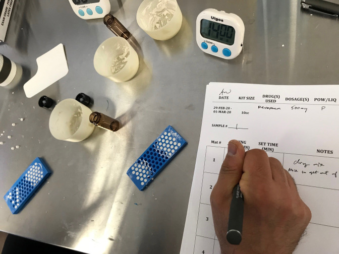 Fabrication of antibiotic-loaded dissolvable calcium sulfate beads: an in vitro mixing lab utilizing various antibiotic mixing formulas.