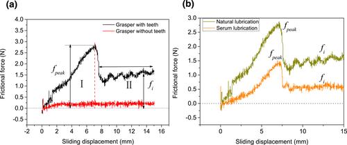 Friction behaviour between a laparoscopic grasper and the large intestine during minimally invasive surgery