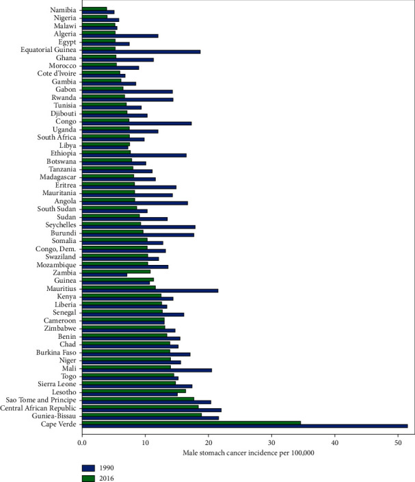 The Main Patterns in the Trend Change of Stomach Cancer Incidence amongst Selected African Countries.