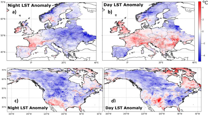 Impact of COVID-19 induced lockdown on land surface temperature, aerosol, and urban heat in Europe and North America.