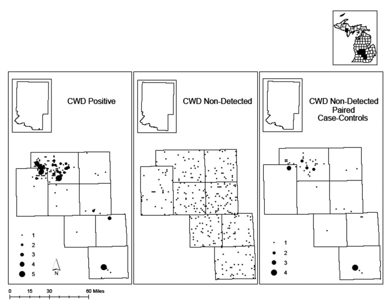 Prion protein polymorphisms in Michigan white-tailed deer (<i>Odocoileus virginianus</i>).