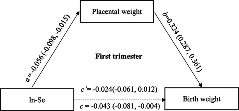 The mediation effect of placental weight change in the association between prenatal exposure to selenium and birth weight: Evidence from a prospective birth cohort study in China.