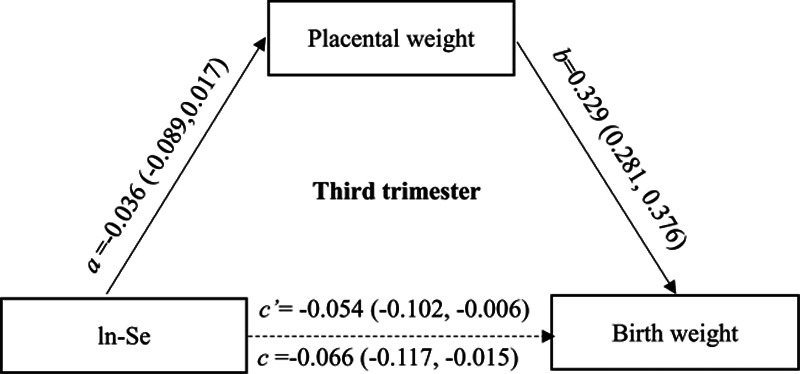 The mediation effect of placental weight change in the association between prenatal exposure to selenium and birth weight: Evidence from a prospective birth cohort study in China.