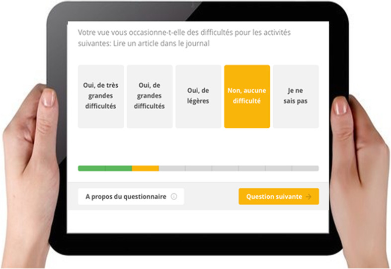 Validity of the French version of Catquest-9SF and use of an electronic notepad for entering patient-reported outcome measures.