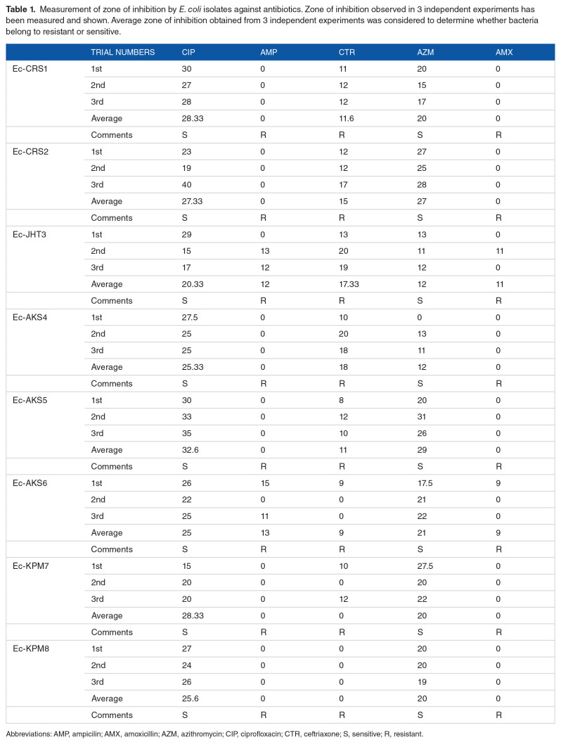 Antibiotic Resistance and Plasmid Profiling of <i>Escherichia coli</i> Isolated from Human Sewage Samples.