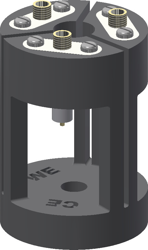 An electrochemical cell for in operando <sup>13</sup>C nuclear magnetic resonance investigations of carbon dioxide/carbonate processes in aqueous solution.