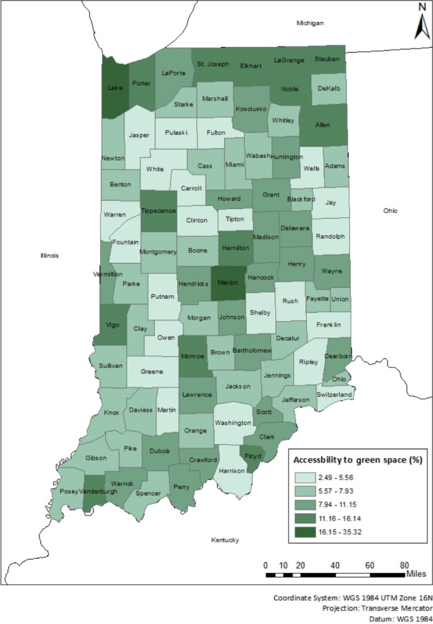 Investigating the Relationship Between Accessibility of Green Space and Adult Obesity Rates: A Secondary Data Analysis in the United States.