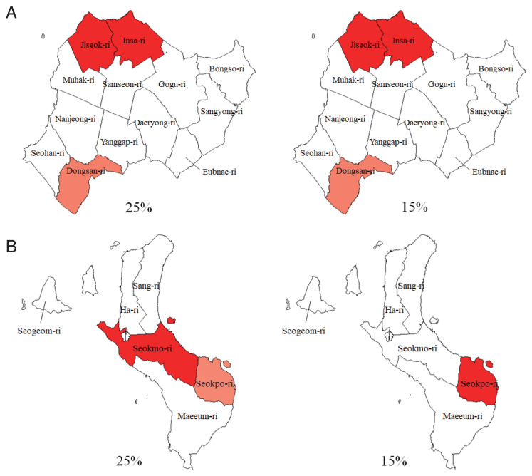 Clusters of Toxoplasmosis in Ganghwa-gun, Cheorwon-gun, and Goseong-gun, Korea.