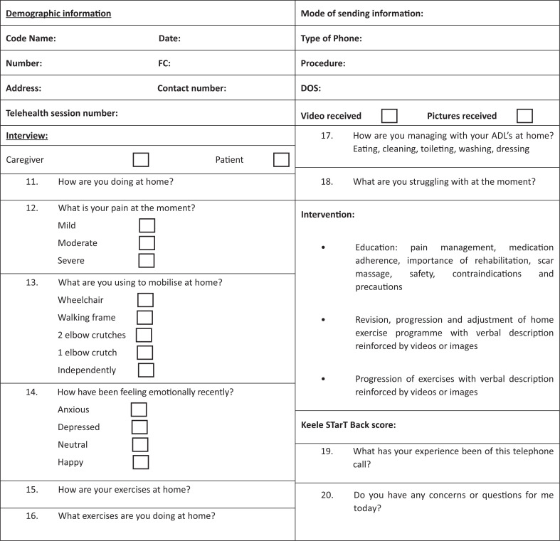 Experiences and effects of telerehabilitation services for physiotherapy outpatients in a resource-constrained public health set-up in the backdrop of the COVID-19 pandemic: A proposal.