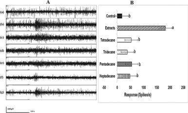 Behavioural and electrophysiological responses of Liothrips jatrophae (Thysanoptera: Phlaeothripidae) to conspecific extracts and some of its identified compounds