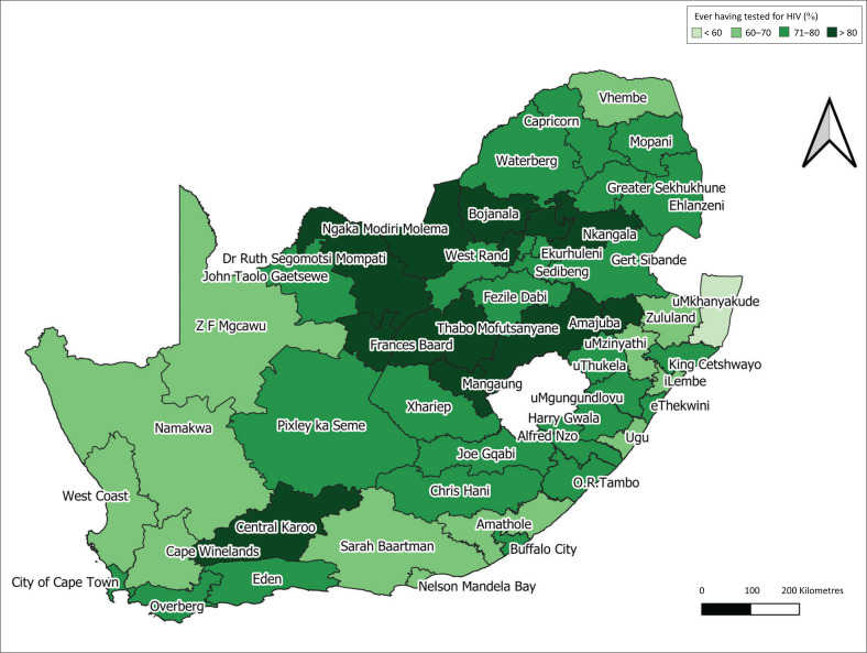 Geographical variation in HIV testing in South Africa: Evidence from the 2017 national household HIV survey.