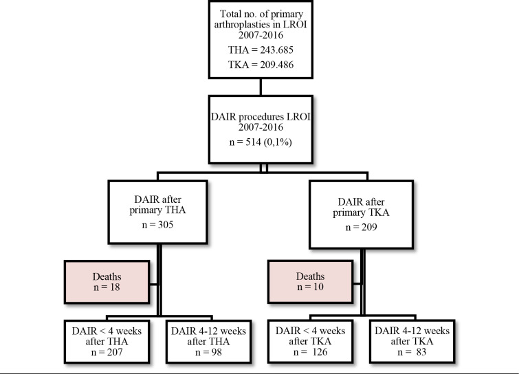 Timing of debridement, antibiotics, and implant retention (DAIR) for early post-surgical hip and knee prosthetic joint infection (PJI) does not affect 1-year re-revision rates: data from the Dutch Arthroplasty Register.