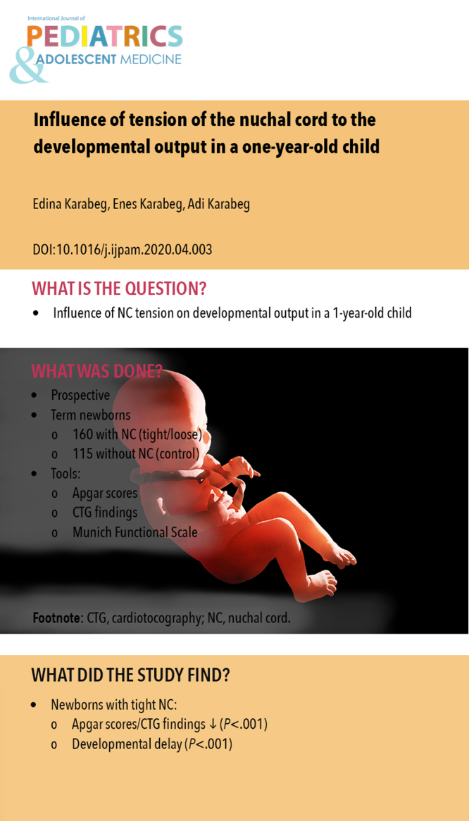 Influence of tension of the nuchal cord to the developmental output in a one-year-old child