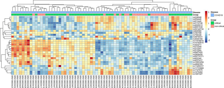 Characterization of the expressed RNA variants from young patients with critical and non-critical SARS-CoV-2 infection.