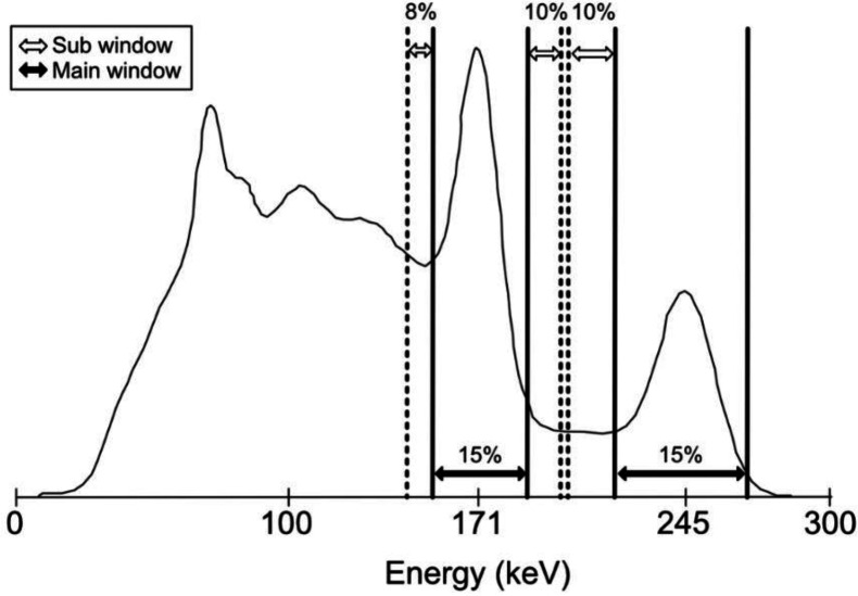 Development of a new quantification method using partial volume effect correction for individual energy peaks in <sup>111</sup>In-pentetreotide SPECT/CT.