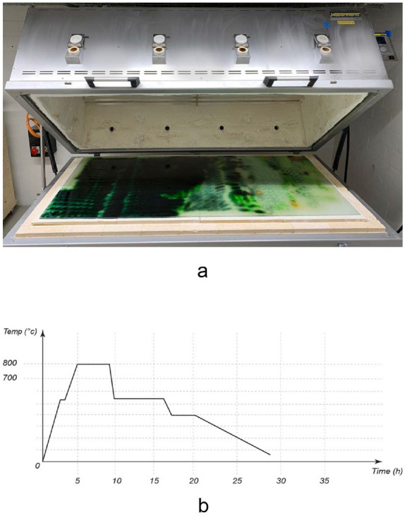 Beyond transparency: architectural application of robotically fabricated polychromatic float glass.