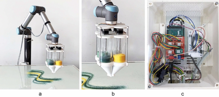 Beyond transparency: architectural application of robotically fabricated polychromatic float glass.