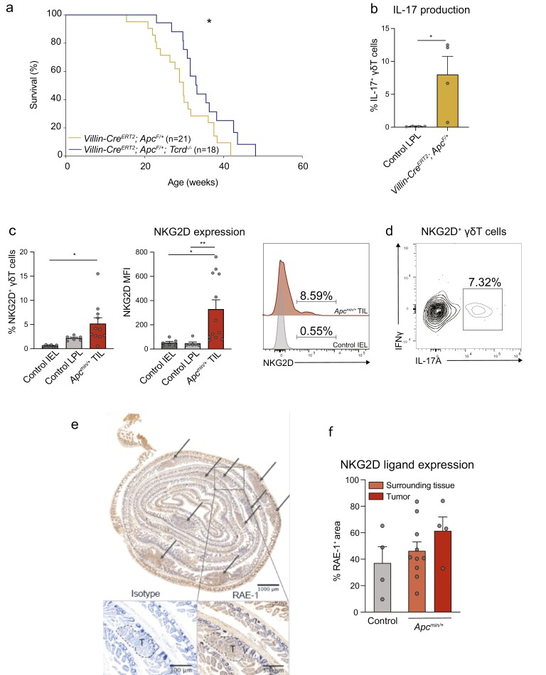 NKG2D signaling regulates IL-17A-producing γδT cells in mice to promote cancer progression.