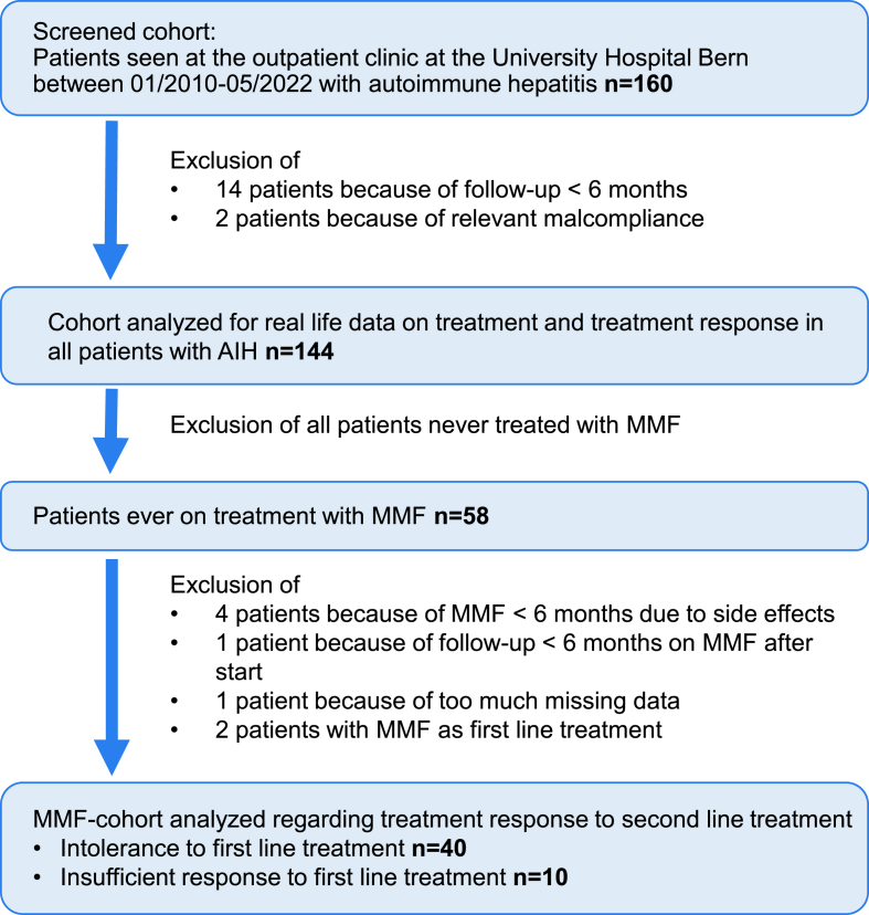 Mycophenolate mofetil as second line treatment in autoimmune hepatitis – A retrospective single center analysis