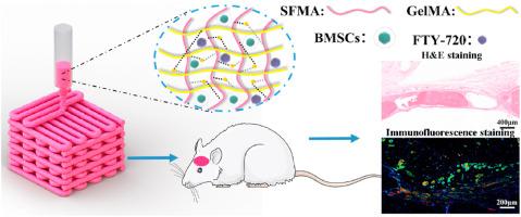 Localized delivery of FTY-720 from 3D printed cell-laden gelatin/silk fibroin composite scaffolds for enhanced vascularized bone regeneration