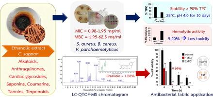 Antibacterial activity, stability, and hemolytic activity of heartwood extract from Caesalpinia sappan for application on nonwoven fabric