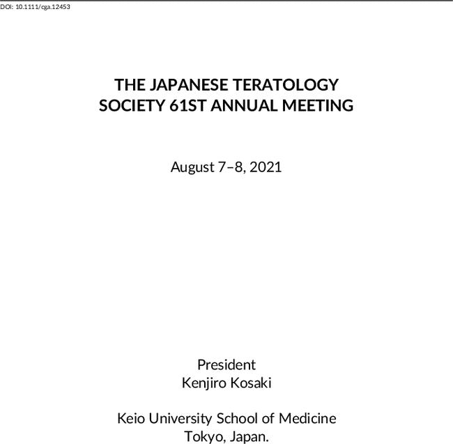 The Japanese Teratology Society 61st Annual Meeting