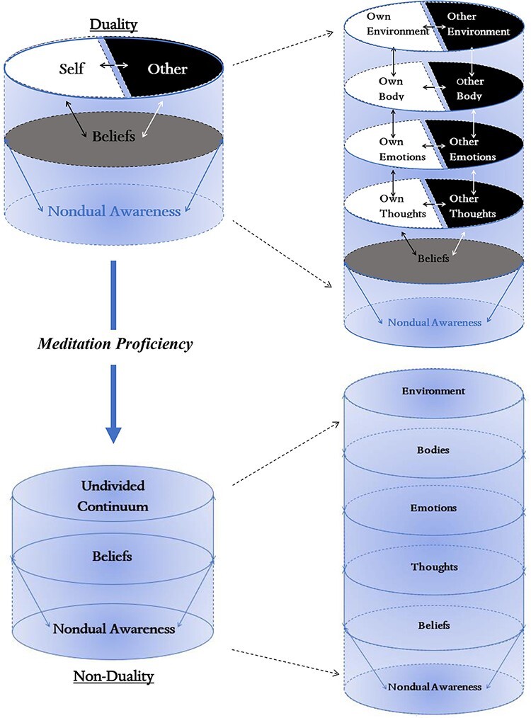 Beyond the veil of duality-topographic reorganization model of meditation.