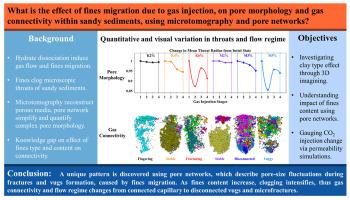 Fines effect on gas flow in sandy sediments using μCT and pore networks