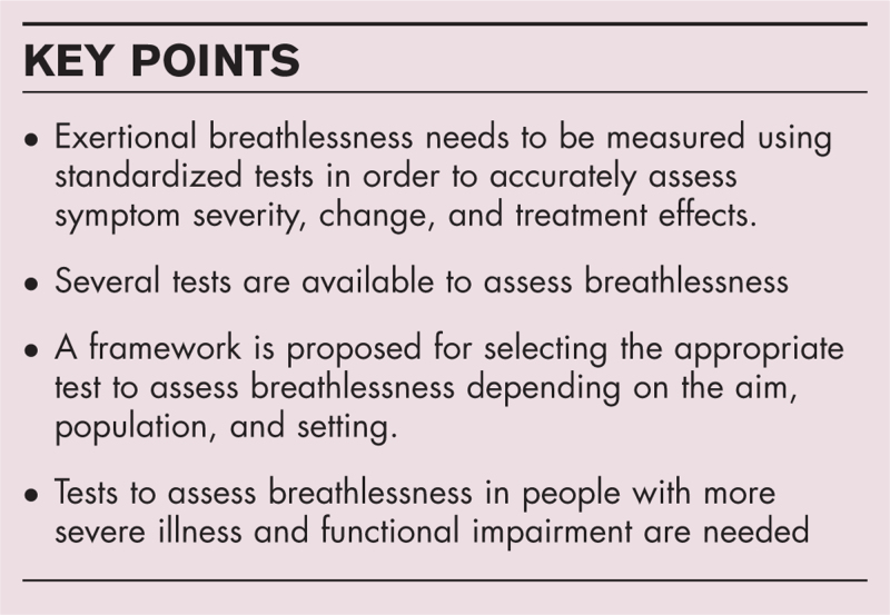 Tests to uncover and assess breathlessness: a proposed framework.