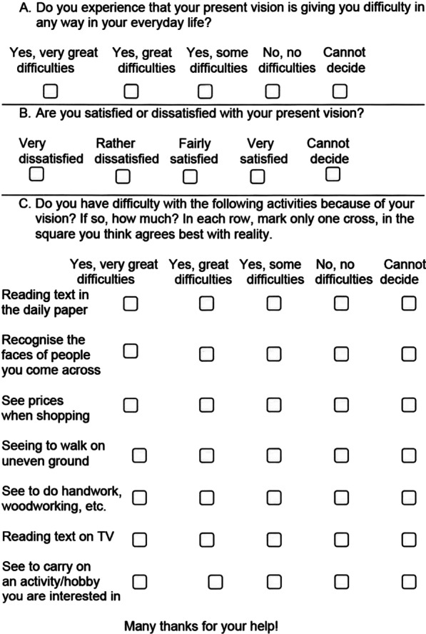 Self-assessed visual function outcome in cataract surgery: minimum important difference of the Catquest-9SF questionnaire.