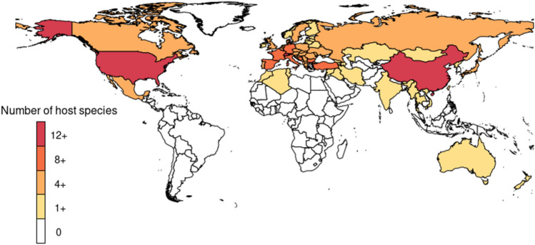 Batrachochytrium salamandrivorans' Amphibian Host Species and Invasion Range.