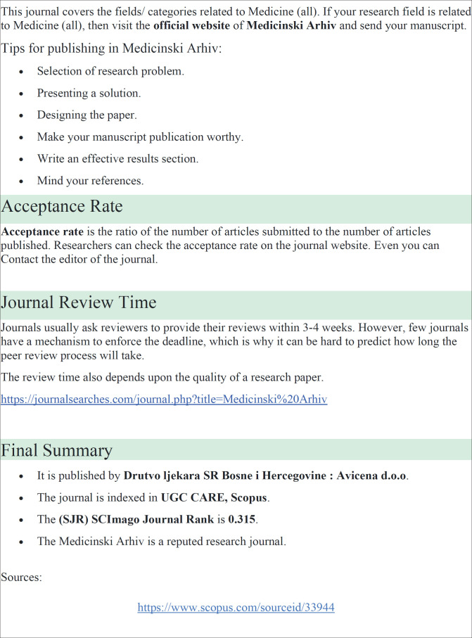 Medical Archives/Medicinski Arhiv/Archives de Medicine is Finally Indexed in SCOPUS Database.