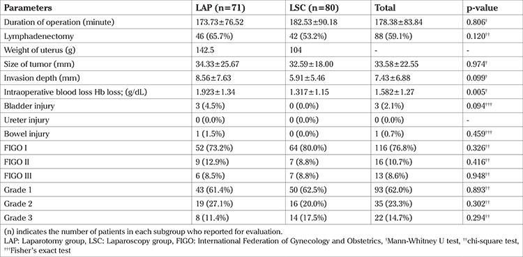 Surgical treatment of endometrioid endometrial carcinoma - laparotomy versus laparoscopy