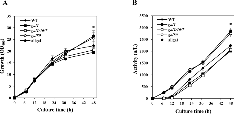 A new platform host for strong expression under GAL promoters without inducer in Saccharomyces cerevisiae