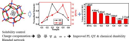 Strategies to host silver quantum clusters in borosilicate glass: How to mutually fulfill PL efficiency and chemical stability?