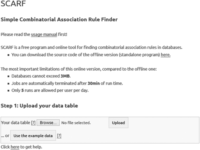 SCARF: a biomedical association rule finding webserver.