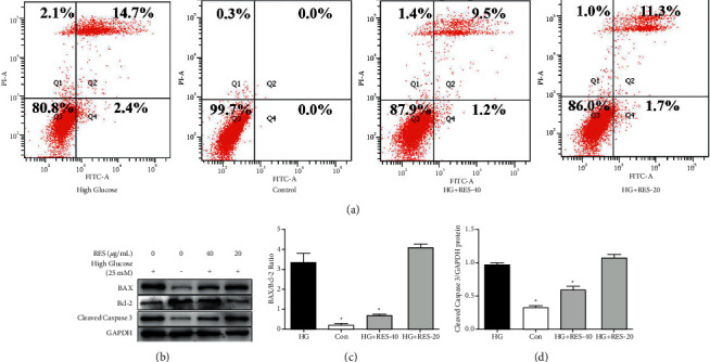 Resveratrol Inhibits High Glucose-Induced H9c2 Cardiomyocyte Hypertrophy and Damage via RAGE-Dependent Inhibition of the NF-<i>κ</i>B and TGF-<i>β</i>1/Smad3 Pathways.